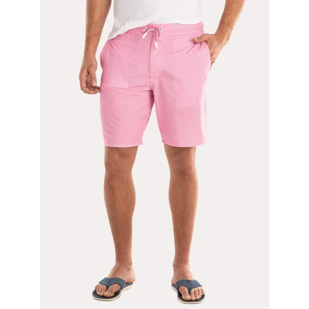Johnnie-O Men's Folly Half Elastic Surf Short BOARDSHORTS SWIM TRUNKS L Pink